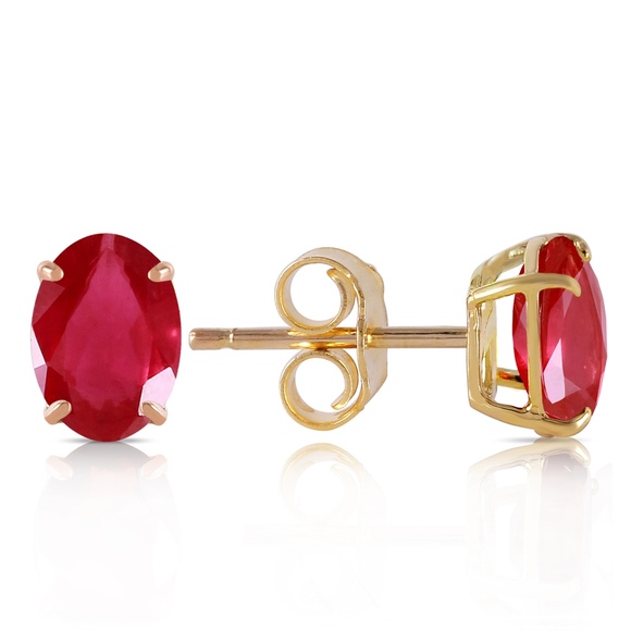 Galaxy Gold Products Jewelry - 14K. SOLID GOLD STUD EARRING WITH NATURAL RUBIES